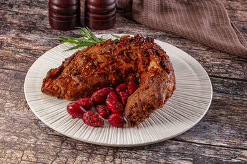 Baked pork sirloin with cornus