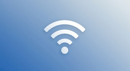 White wifi symbol on a gradient blue background