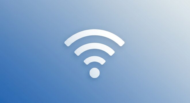 White wifi symbol on a gradient blue background - Powered by Adobe