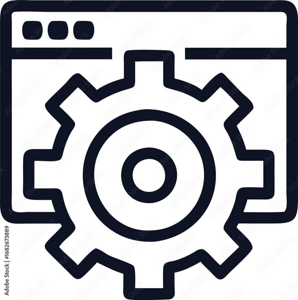 Poster technical cogwheel vector icon for use in it, engineering, and service maintenance visuals.
