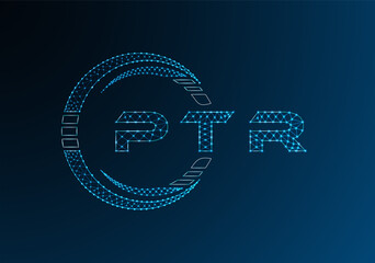 PTR low poly letter logo vector design. PTR lower poly logo design. Low poly logo.