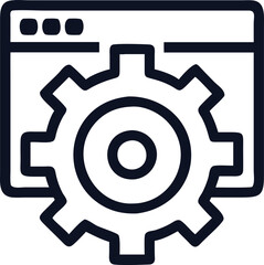 Technical cogwheel vector icon for use in IT, engineering, and service maintenance visuals.