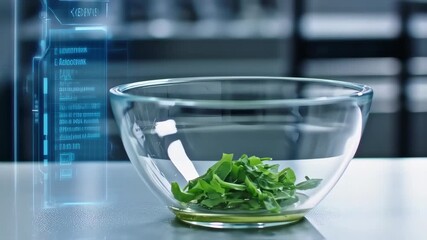 Robotic arm preparing food in a glass bowl - Powered by Adobe