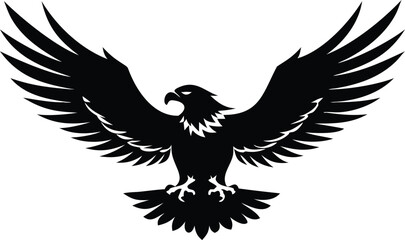 Fototapeta premium Majestic eagle with wings spread wide in a bold black silhouette