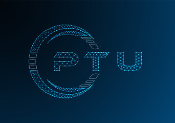 PTU low poly letter logo vector design. PTU lower poly logo design. Low poly logo.