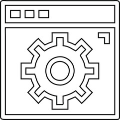 Thin outline cog icon vector for website configuration, app optimization, and IT tools.