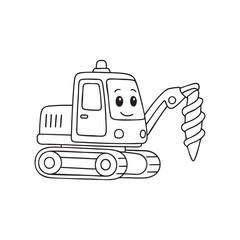 Naklejka premium Cartoon Drill Machine Kids Coloring Page