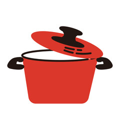 赤いホーロー鍋のイラスト