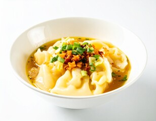 Chinese Wonton, type of Chinese dumpling with White Background