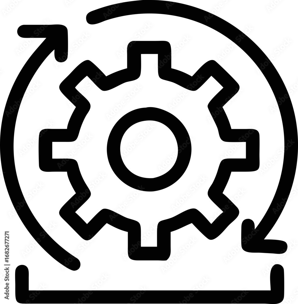 Poster gear icon vector representing system setup, optimization, and engineering tools.