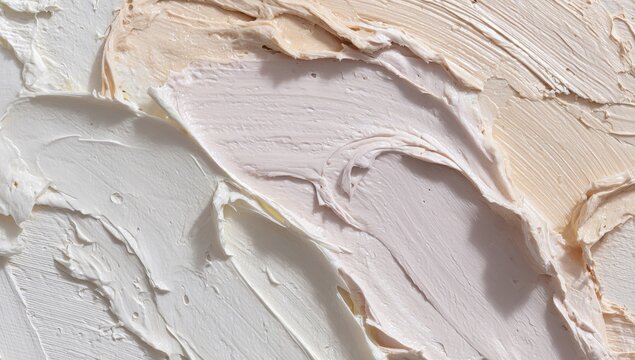 Creamy, textured strokes of pale beige, blush, and white