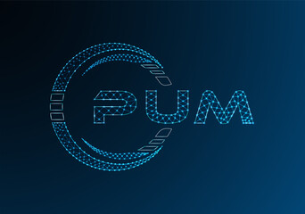 PUM low poly letter logo vector design. PUM lower poly logo design. Low poly logo.