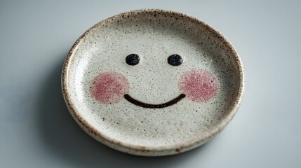 Cute smiley face plate decorative ceramic dish kawaii home decor gift idea