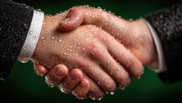 Close-up of wet hands shaking