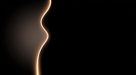 Glowing fabric edge softly touching body outline abstract silhouette minimalistic style dark background elegant modern creative gentle smooth artistic