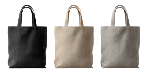 Three simple tote bags in different shades