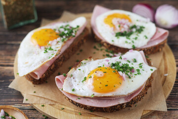 	
The Strammer Max sandwich, traditional dish in Germany Berlin and Saxon region