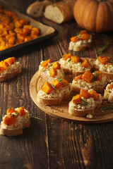 Seasonal bruschetta sandwiches with pumpkin