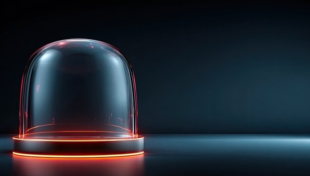 Clear glass dome on glowing pedestal