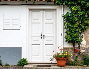 Fototapeta premium Old white door of a house