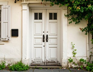 Old white door of a house