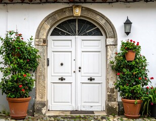 Old white door of a house