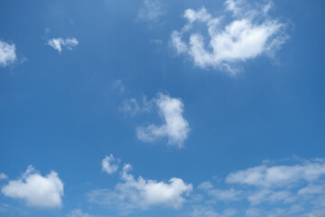Bright Blue Sky with Scattered White Clouds