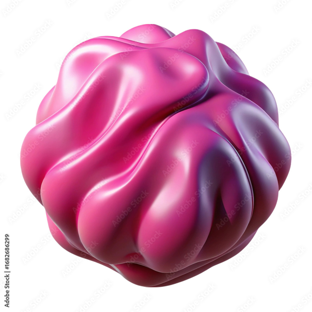 Poster abstract 3d rendered pink shape with smooth glossy surface isolated on black background