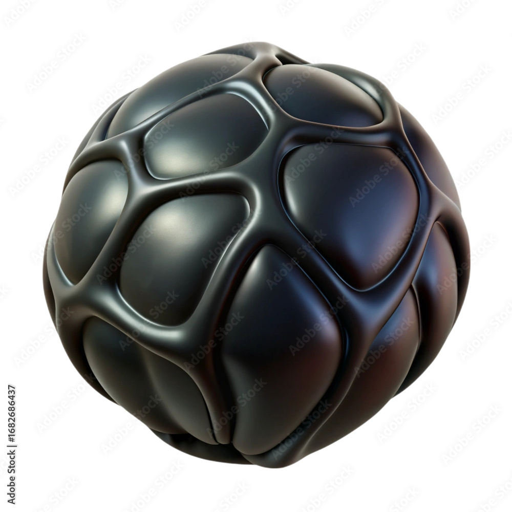 Poster abstract 3d sphere with interconnected structures rendering on black background