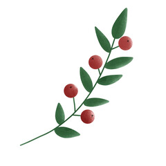 Green branch with red berries illustration