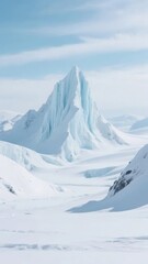 Fototapeta premium Snow-Covered Mountain Peak in a Polar Landscape