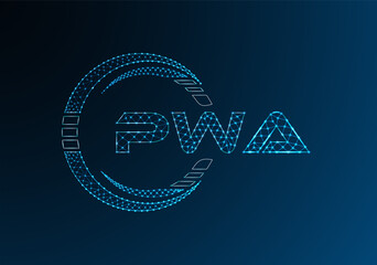 PWA low poly letter logo vector design. PWA lower poly logo design. Low poly logo.
