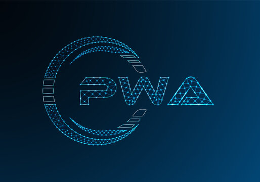 PWA low poly letter logo vector design. PWA lower poly logo design. Low poly logo.