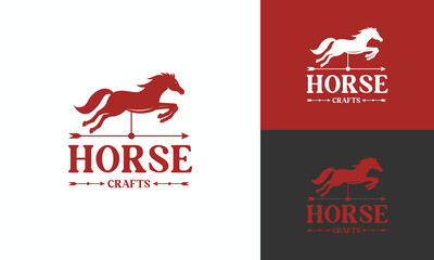 Horse Craft Logo Design silhouette animal symbol Graphic Vector