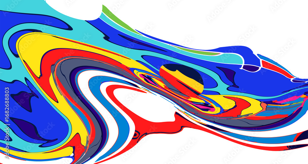 Poster abstract psychedelic brutalism wave blob striped motion curves composition morphing amoeba fluid sha