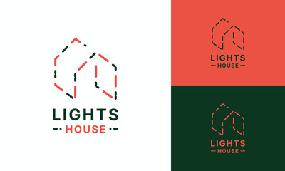 Light House Logo Design building architecture symbol Graphic Vector