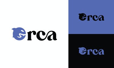 Orca Whale Logo Design silhouette Fish animal symbol Graphic Vector