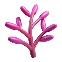 Vibrant 3d render of a pink futuristic plant element isolated on black background