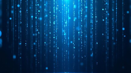 Flowing Blue Illuminated Orbs Creating a Dynamic Digital Rain Effect