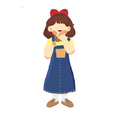 Red and Blue Cute Illustrated Girl