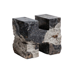 Abstract Grey Stone Sculpture on Transparent Background