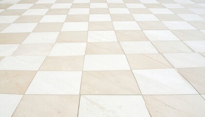 Beige and white marble checkered floor with polished tiles