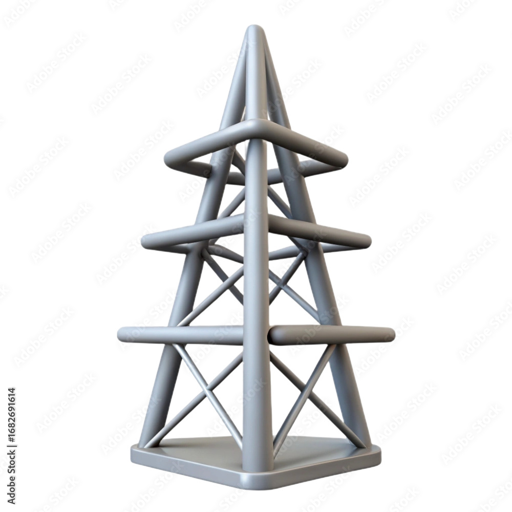 Poster 3d render of an isolated grey lattice tower structure against a black background
