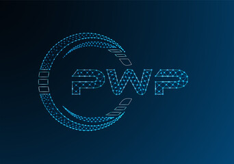 PWP low poly letter logo vector design. PWP lower poly logo design. Low poly logo.