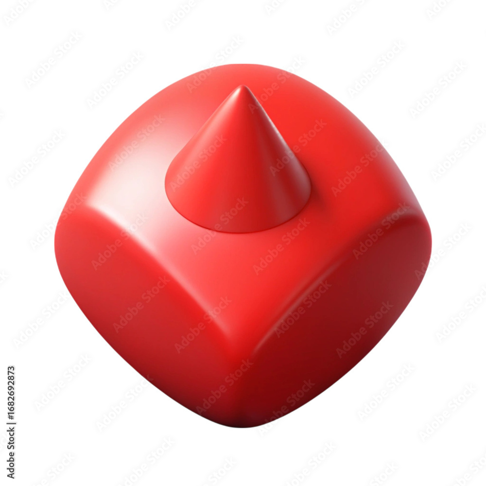 Poster abstract red geometric shape with a cone element isolated against a black background