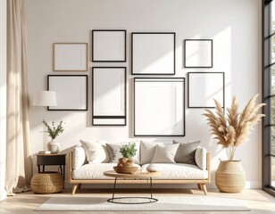 Mock up for panoramic photo presentation, photorealistic design with furniture