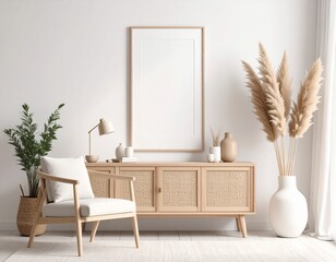 Mock up for panoramic photo presentation, photorealistic design with furniture