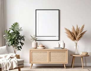 Mock up for panoramic photo presentation, photorealistic design with furniture