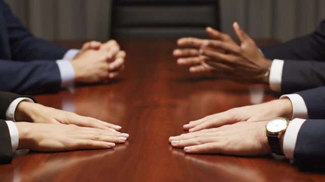 4.	A slow-motion video of a project manager pointing at a chart on a screen during a standing meeting. The focus is on the precision of their movements and the intense concentration of the team. The b