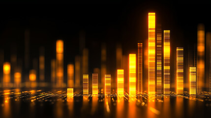 Futuristic Data Chart Glowing Abstract Financial Graph Visualization Concept Gold Bar Graph